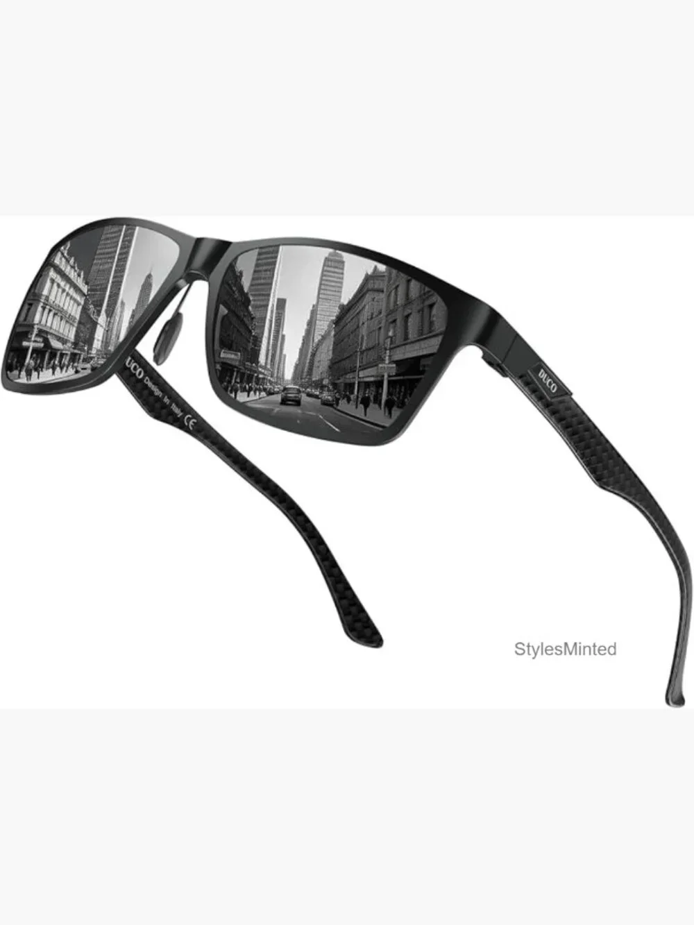 Polarized Sunglasses Lightweight Al-Mg Alloy Carbon Fiber Rectangular UV400